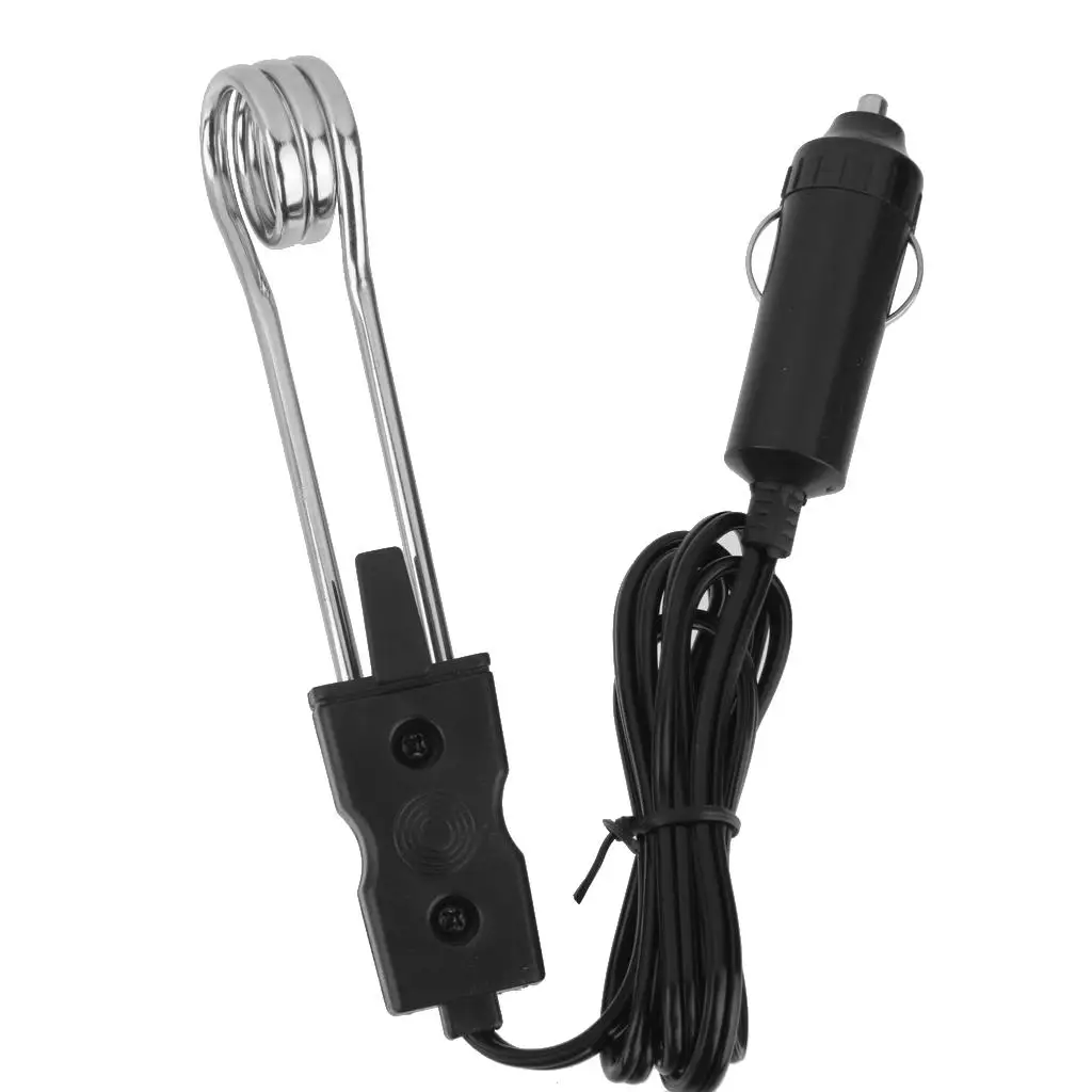 Car Electric Heater Stainless Steel Immersion Water Warmer 12V Small Heating Rod for Vehicle Camping