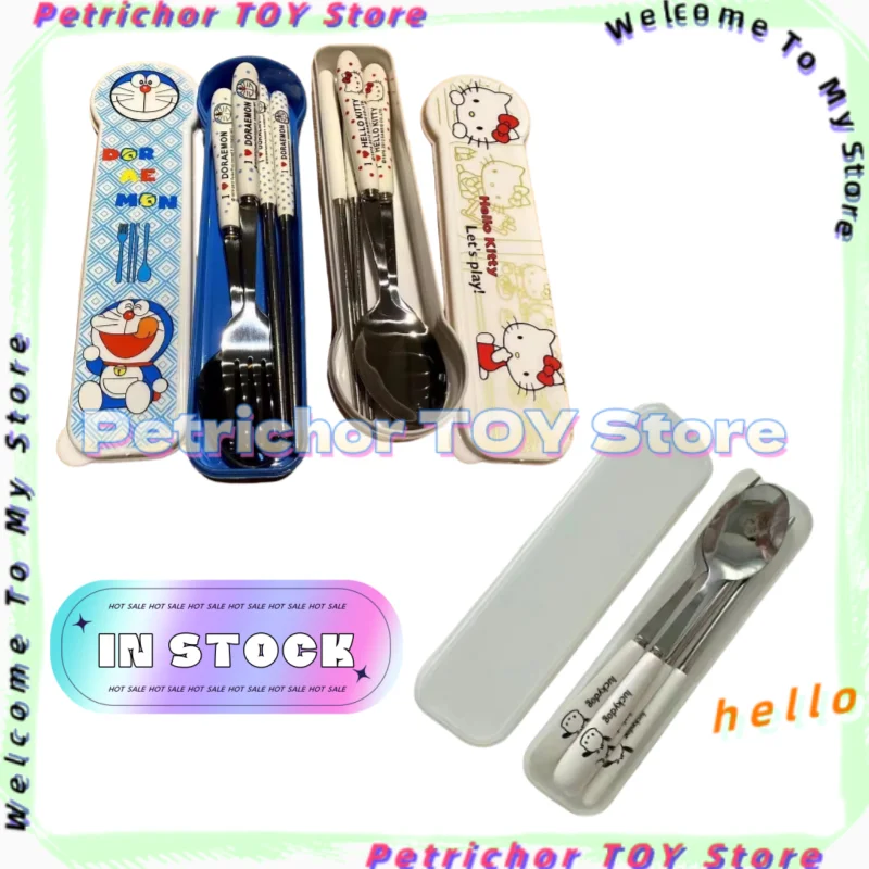 

Cute Cartoon High-Quality High Appearance Chopsticks Spoon fork Set Stainless Steel Student Office Worker Portable Tableware