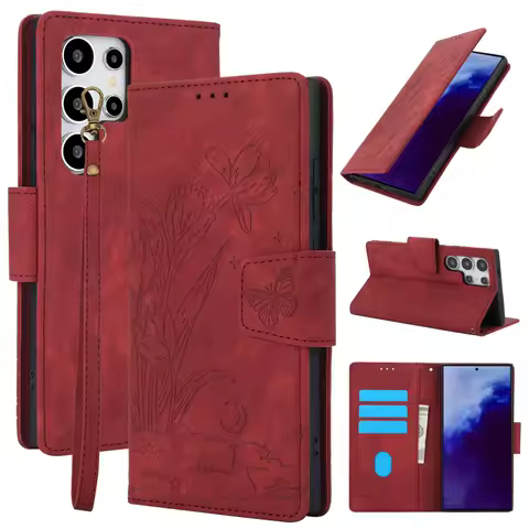 Wrist Strap Phone Case for Samsung Galaxy S23 S21 FE S24 S22 Ultra Plus A15 A25 A35 A35 A05S A54 Wallet with Card Holder Cover