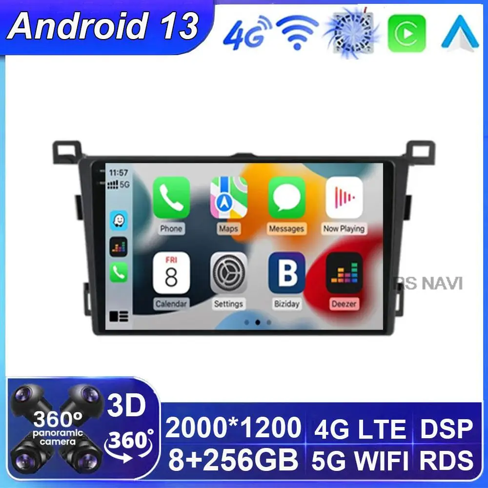 

QLED Screen Android 13 Car Radio For Toyota RAV4 2013 - 2018 Navigation GPS RDS DSP 4G LTE Wifi For Carplay Auto All in one 2Din