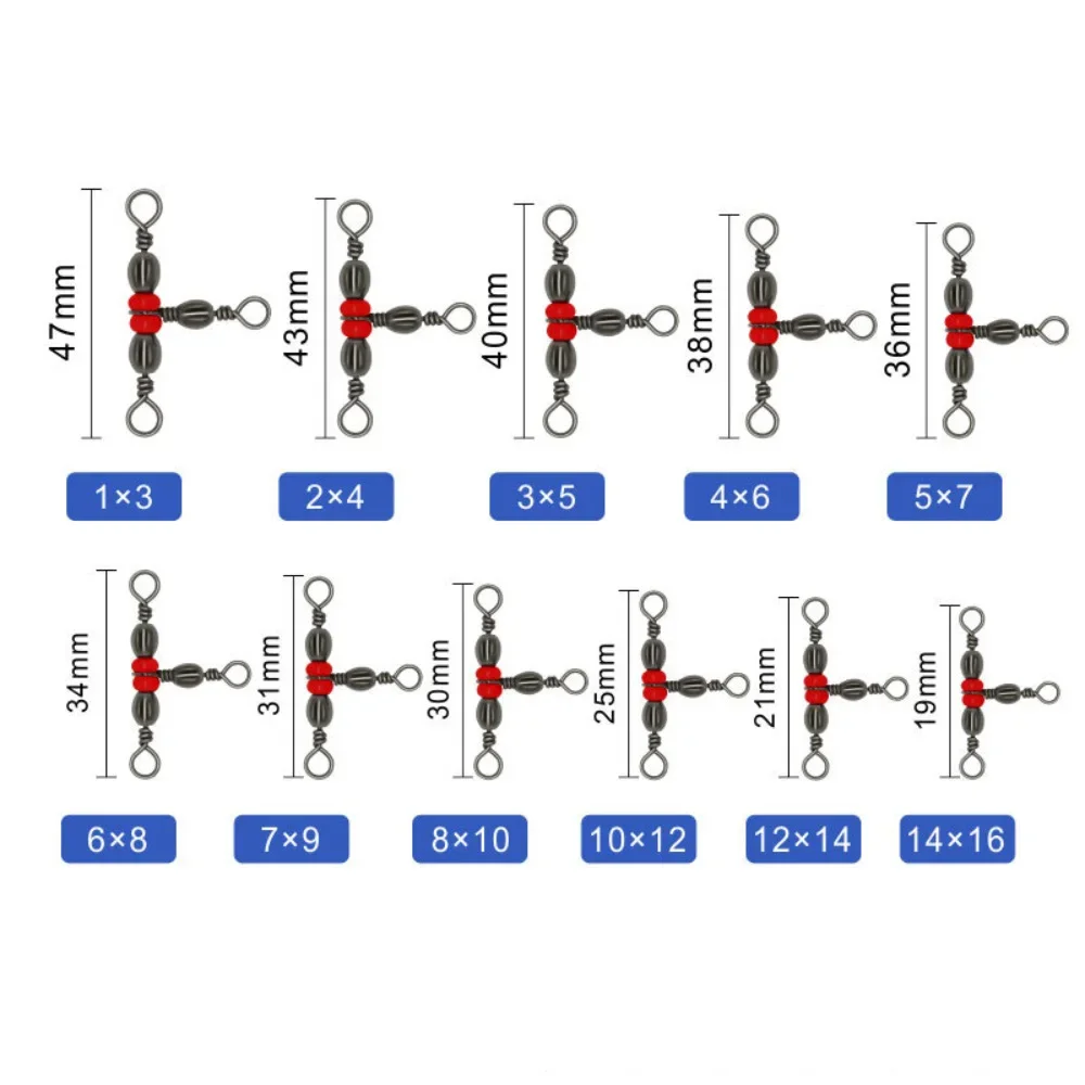 

10pcs Iron Fishing Connector Three Way Barrel Swivel Snap Ring with Beads for Fishhook Lure Line Fishing Tackle Accessories