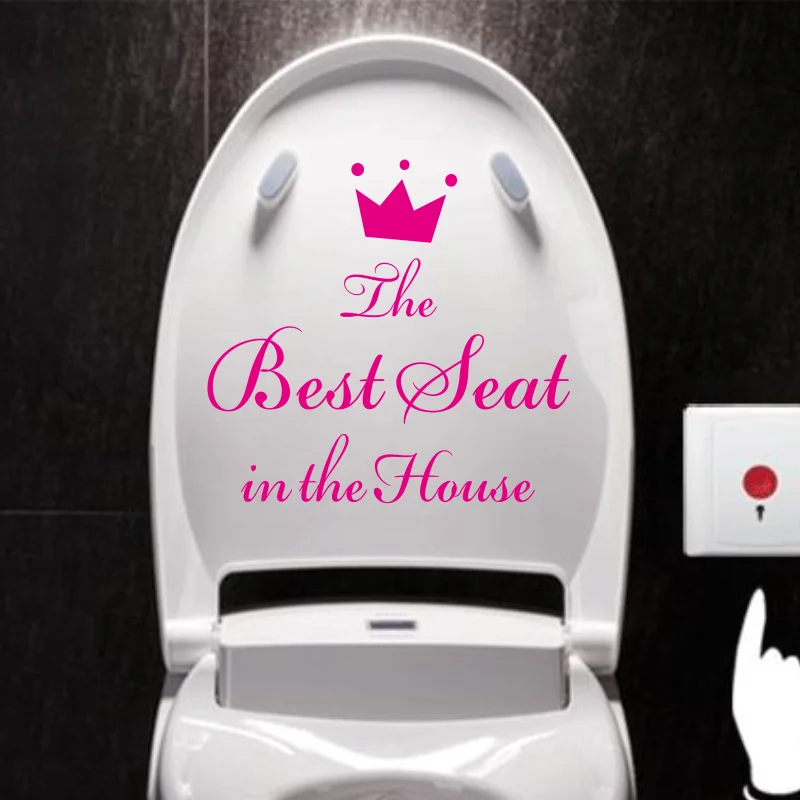 

Best Seat In The House Characters Crown Toilet Stickers Bathroom Home Decoration Vinyl Art Decals Waterproof Wall Sticker E177