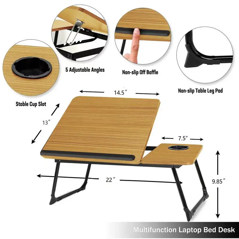 Bed Computer Desk Ajustable Small Table Portable Home Learning Desk Foldable Dormitory Student Table Laptop Desk With Cup Holder