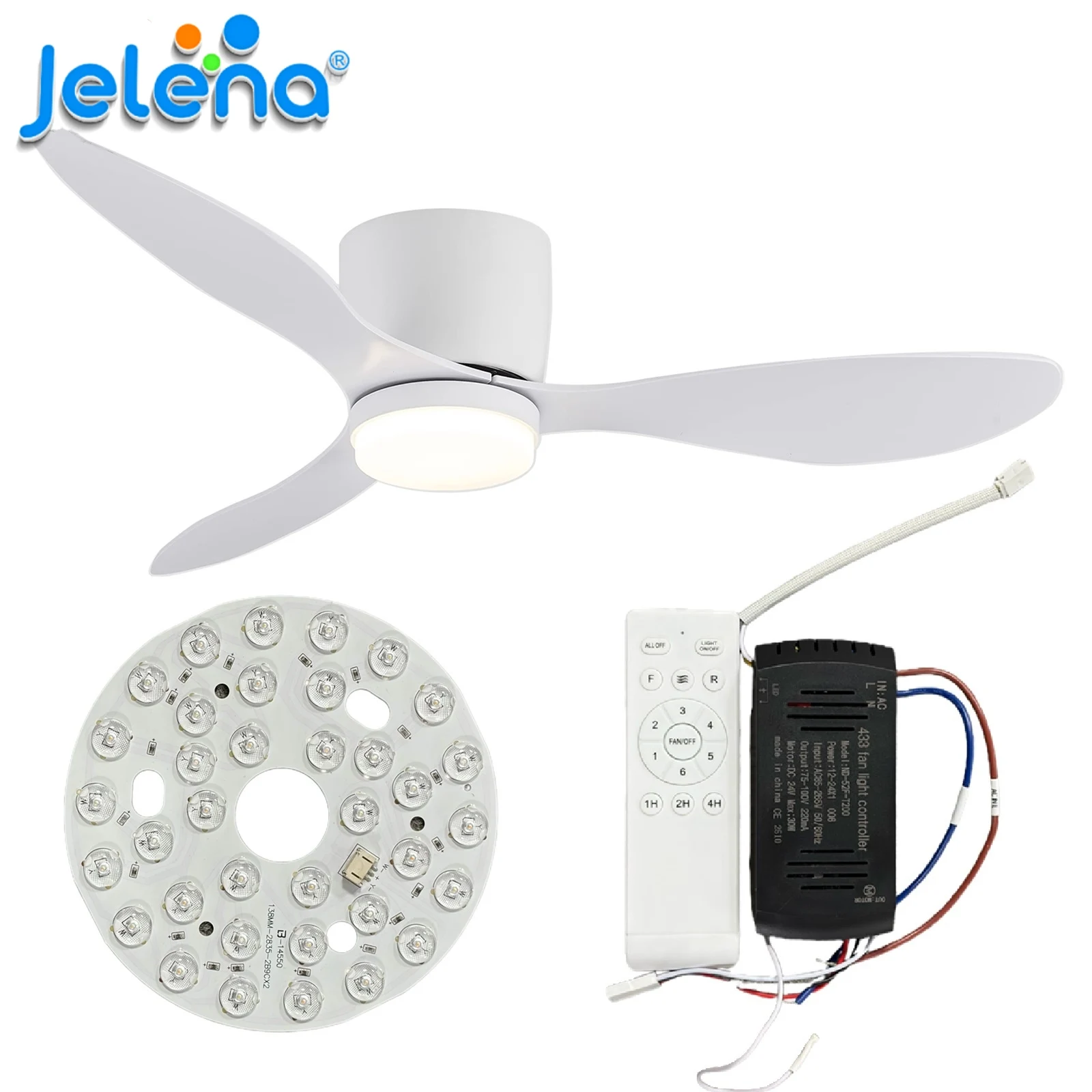 Jelena 42/52inch Universal Ceiling Fan Remote Control Kit Replacement Remote Receiver Controller Kit For Home Ceiling Fan Light