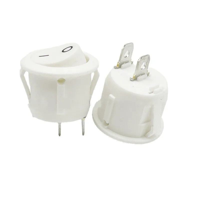 Round White Rocker Toggle Switch, 2Pins ON Off, On, Off, 20mm, KCD1, Barco, Marine, AC 250V, AC 125V, 10A, 10Pcs