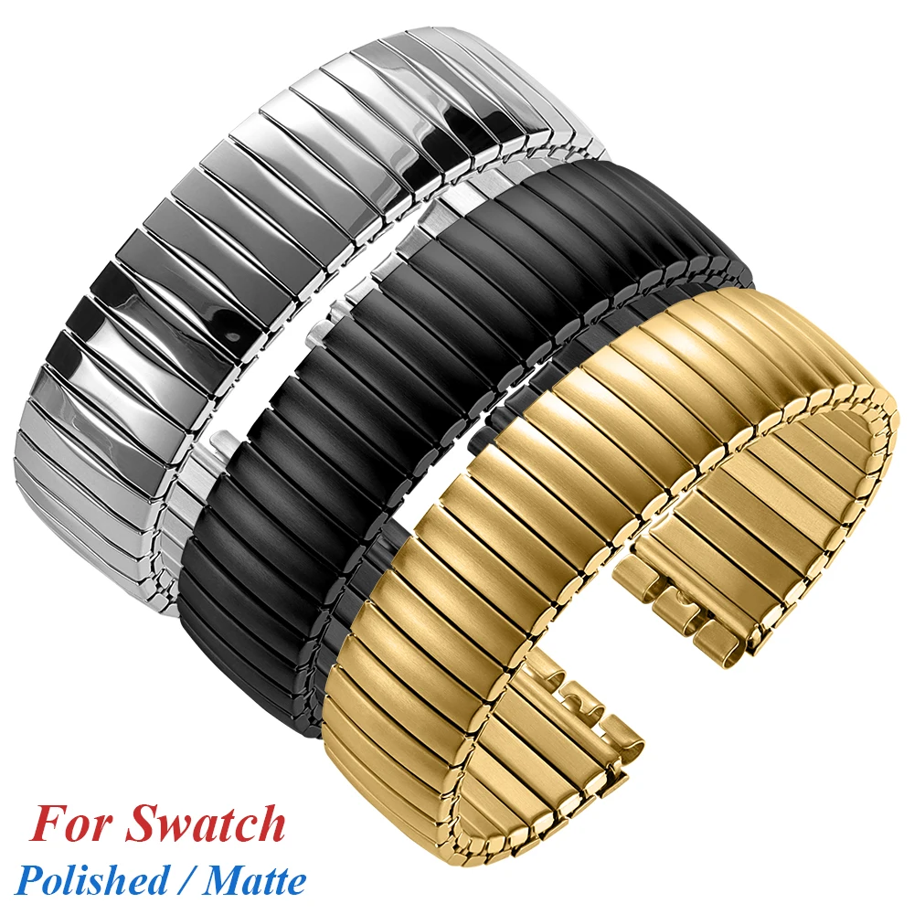 Elastisches Metall-Uhrenarmband für Swatch Stretch-Erweiterung, Edelstahlarmband, Herren- und Damenarmband-Zubehör, 17 mm 20 mm Bänder
