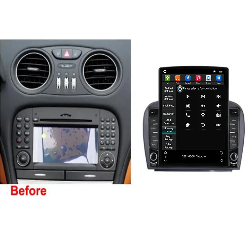 Tesla Type Android 13 Car Radio GPS For Benz Mercedes SL R230 SL350 SL500 SL55 SL600 SL65 2 Din Multimedia Video DVD Player RDS