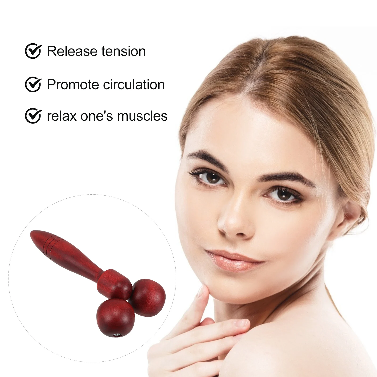 

Wooden Facial Massager Large Size Dual Wheel Hand Roller Muscles Relief Beauty Instrument Neck Tension Sculpting Tool Therapy