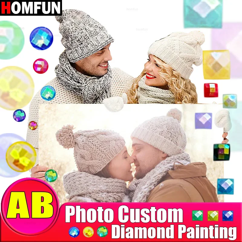 

HOMFUN AB фото на заказ алмазная живопись 5D DIY картина стразами Алмазная вышивка 3D вышивка крестиком домашнее свадебное украшение