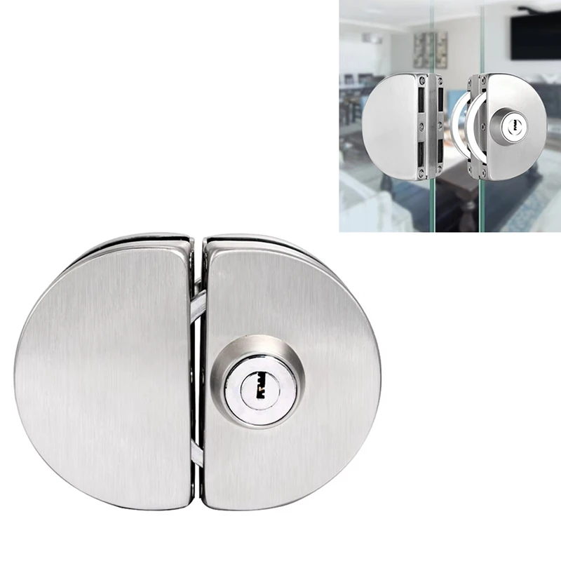 For 1/2 Inch Glass, 10Mm To 12Mm, Stainless Steel Double Bolt Rotary Sliding Access Control Office Glass Door Lock