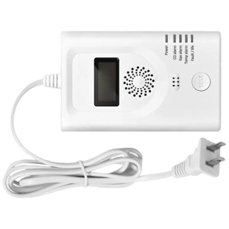 Detector gás com tela LCD 652F para monitores segurança doméstica Temperatura do gás combustível CO com monitoramento