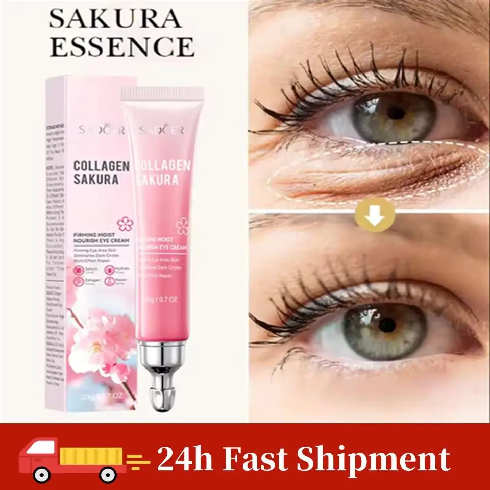 Sakura Collagen Eye Cream Anti Aging Wrinkle Eye Bags Dark Circles Removal Whitening Moisturizing Eye Serum Korean Cosmetics20g