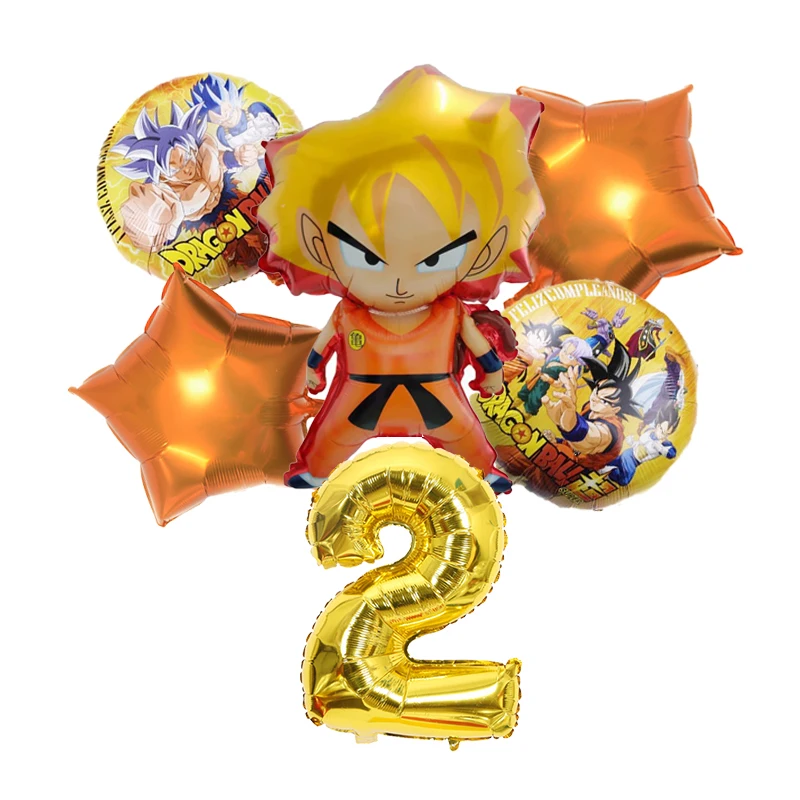 Набор воздушных шаров на день рождения Dragon Ball, мультяшные аниме-фигурки, костюм, фольгированные воздушные шары с цифрами, праздничные украшения для вечеринок, детские игрушки, подарки