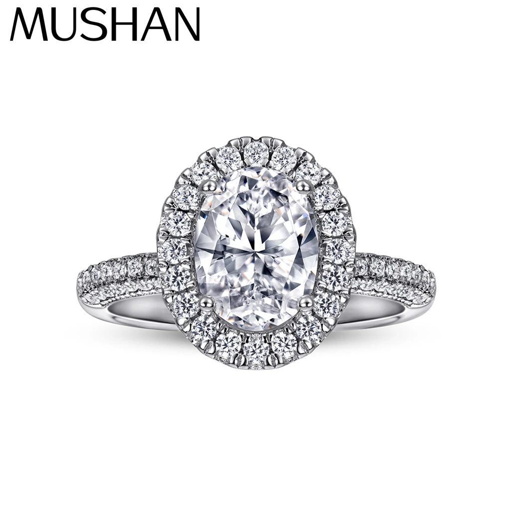 

MuShan Jewelry 925 Sterling Silver Rings Bands Wedding Ring 7A Cubic Zirconia Rings Bands Engagement Anniversary Women Gift