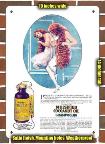 Metal Sign - 1912 Mulsified Cocoanut Oil Shampoo- 10x14 inches