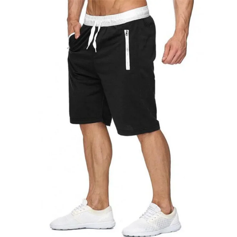 

Mens Sports Pocket Solid Drawstring Board Trunk Beach Short Pants Shorts Summer Thin Trousers Zippered Pocket Loose Sweatpants