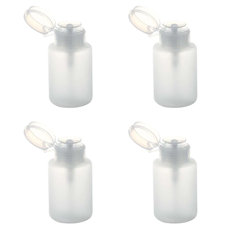 4X 150Ml Nail Art Makeup Polish Plastic Pump Dispenser Bottle Remover White