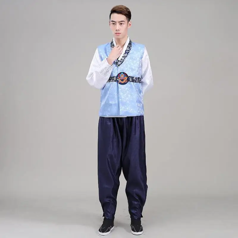 Men Korean Traditional Clothing Folk Stage Dance Clothes Palace Performance Costume Male Multicolor Orthodox Minority Hanbok