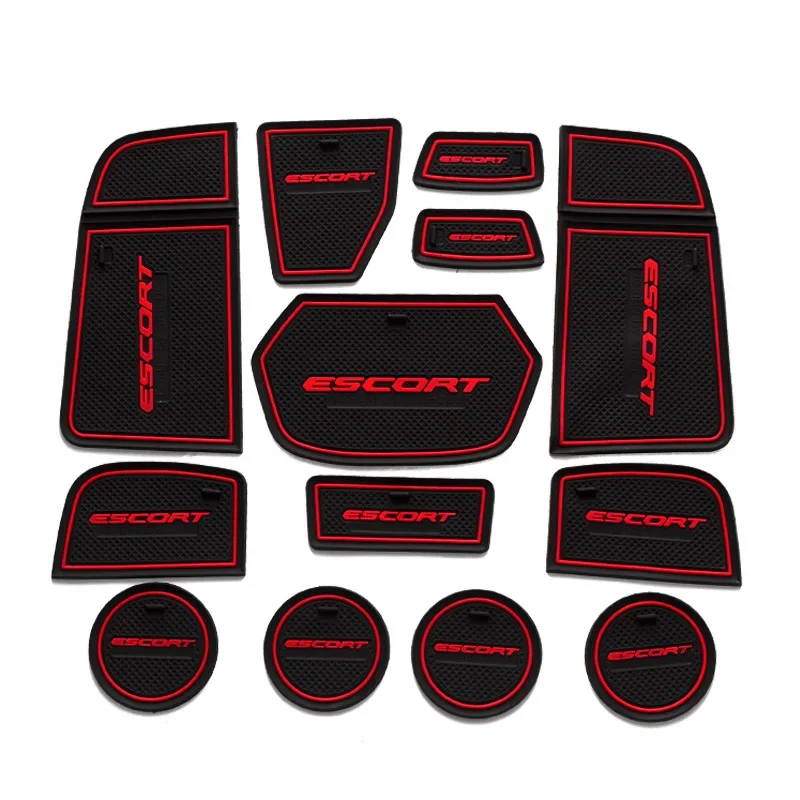 Rubber Mat  Door Slot Pad Cup Cushion Groove Mat Lnterior Anti Slip Mat For Ford Escort  Car Accessories Styling