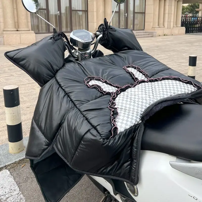 Electric Vehicle Windshield Cover with Added Velvet in Winter Thickened  Motorcycle Rainproof and Waterproof Cover in Winter