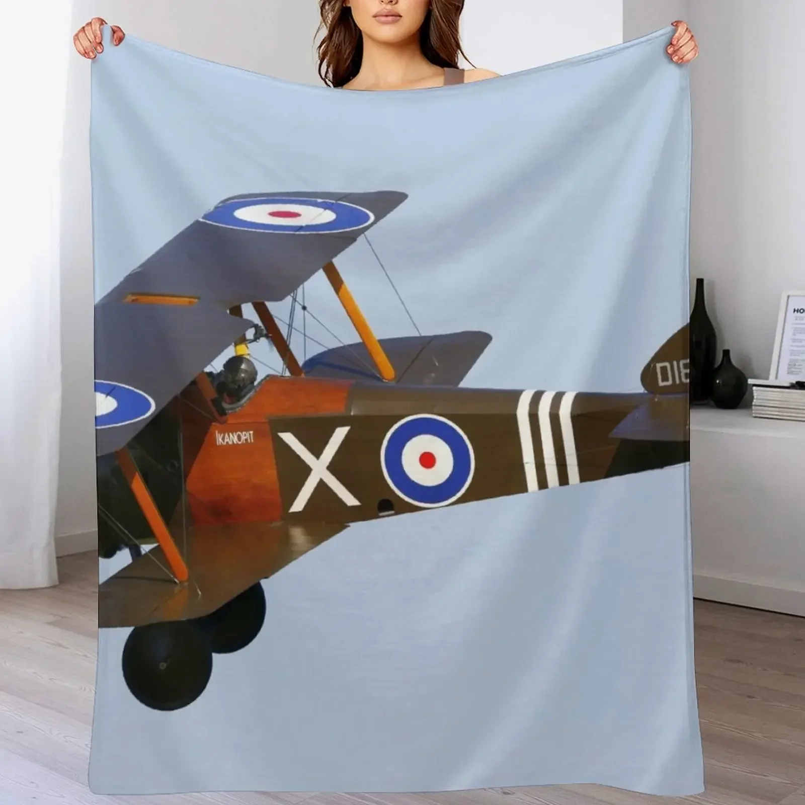 

New Sopwith Camel D1851 in flight Throw Blanket Retros Large Flannel Fabric Blankets