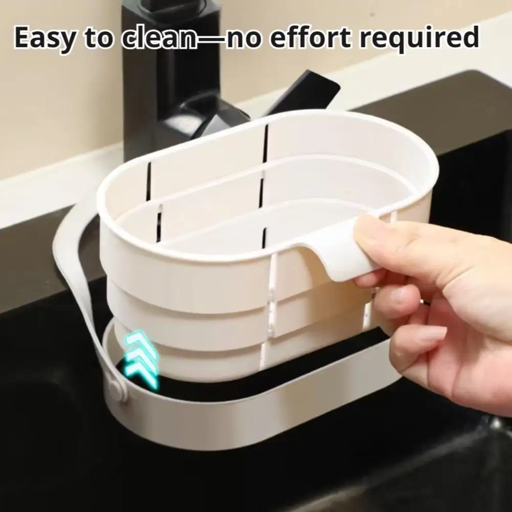 Kitchen Sink Drain Basket Hanging Collapsible Colander Food Residue Strainer Vegetable Fruit Washing Filter Space Saving