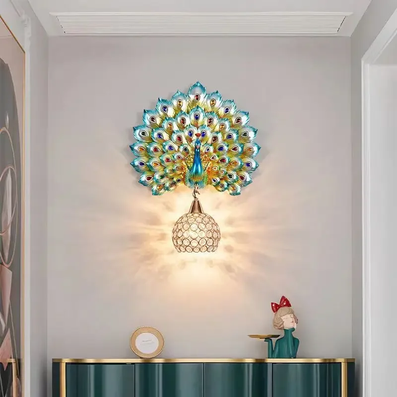 COLIN Contemporary Peacock Wall Lamp Personalized And Creative Living Room Bedroom Hallway Aisle Decoration Light