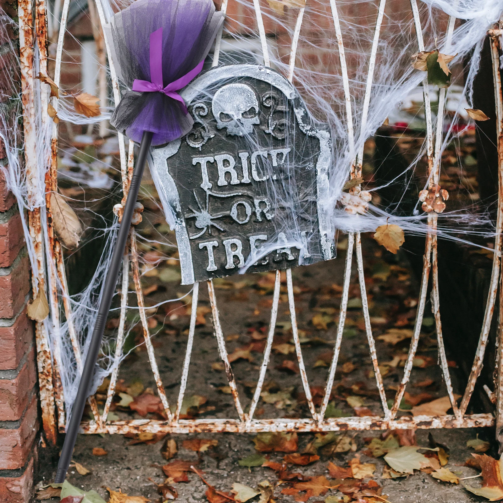 

1pc Halloween Witch Prop Besom For Party Decorations Halloween Besom Haunted Display Trick Or Treat Ornament