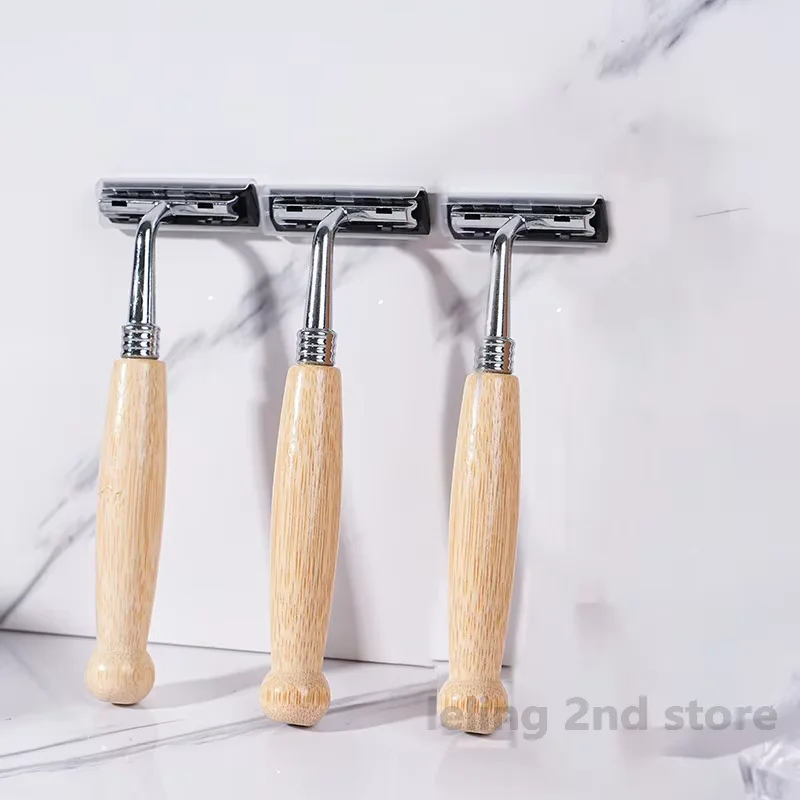 Безопасная бритва для влажного бритья, классические ручные бритвы, деревянная ручка, сменная головка, бритва из нержавеющей стали, руководство