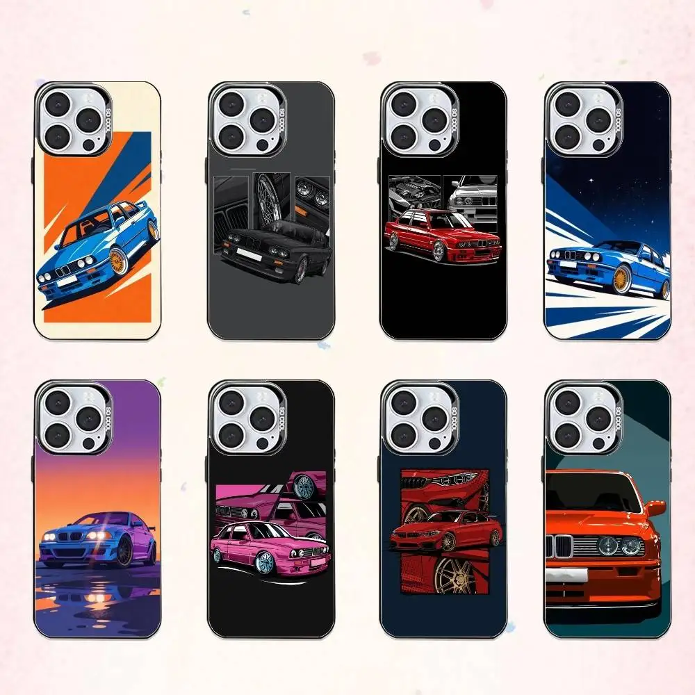 

DTM-M-M3 E30 O-Oldtimer Car Phone Case For iPhone17,16,15,14,13,12,11 Plus,Pro Max Colored Silver Plated Inside Cover