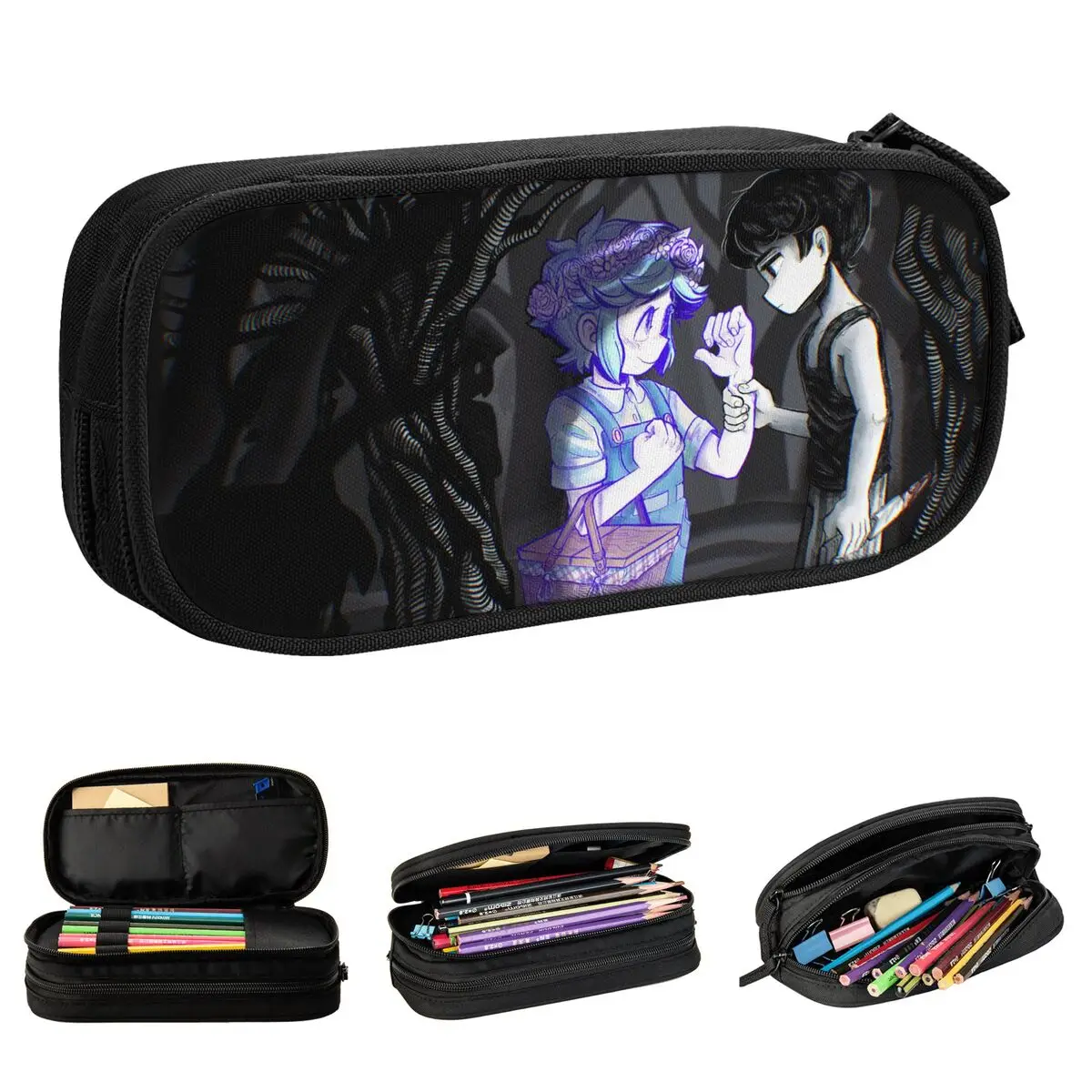 Basil Psychological Horror Game Pencil Cases Lovely Omoris Pen Bags Girl Boy Big Capacity Students School Zipper Pencil Box