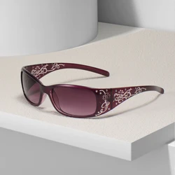 Pattern Decoration Diamond-Encrusted Square Frame Sunglasses Retro Style Daily Classic Fashion Ladies Vacation Travel Glasses