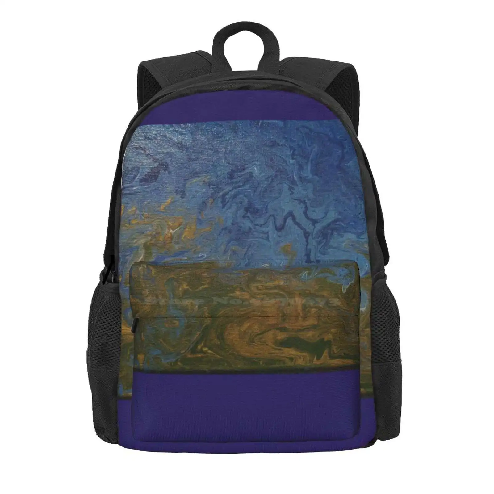 Planet Earth Hot Sale Schoolbag Backpack Fashion Bags Earth Space Fluid Art Paint Pour Acrylic Planet