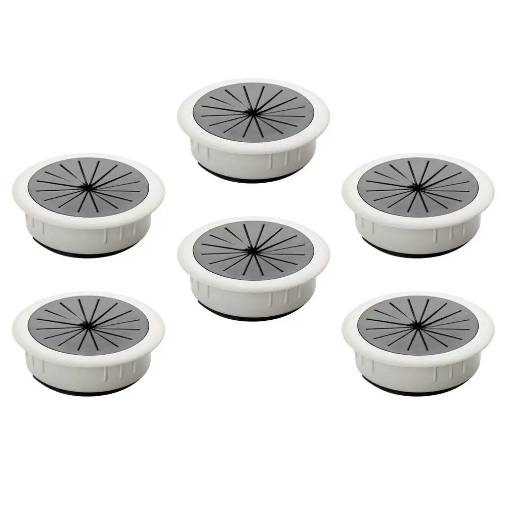 6Pcs Cable Hole Cover Desk Wire Grommet Zinc Alloy Black Desktop Organizer Pc Computer Cord Management Cable Organizer