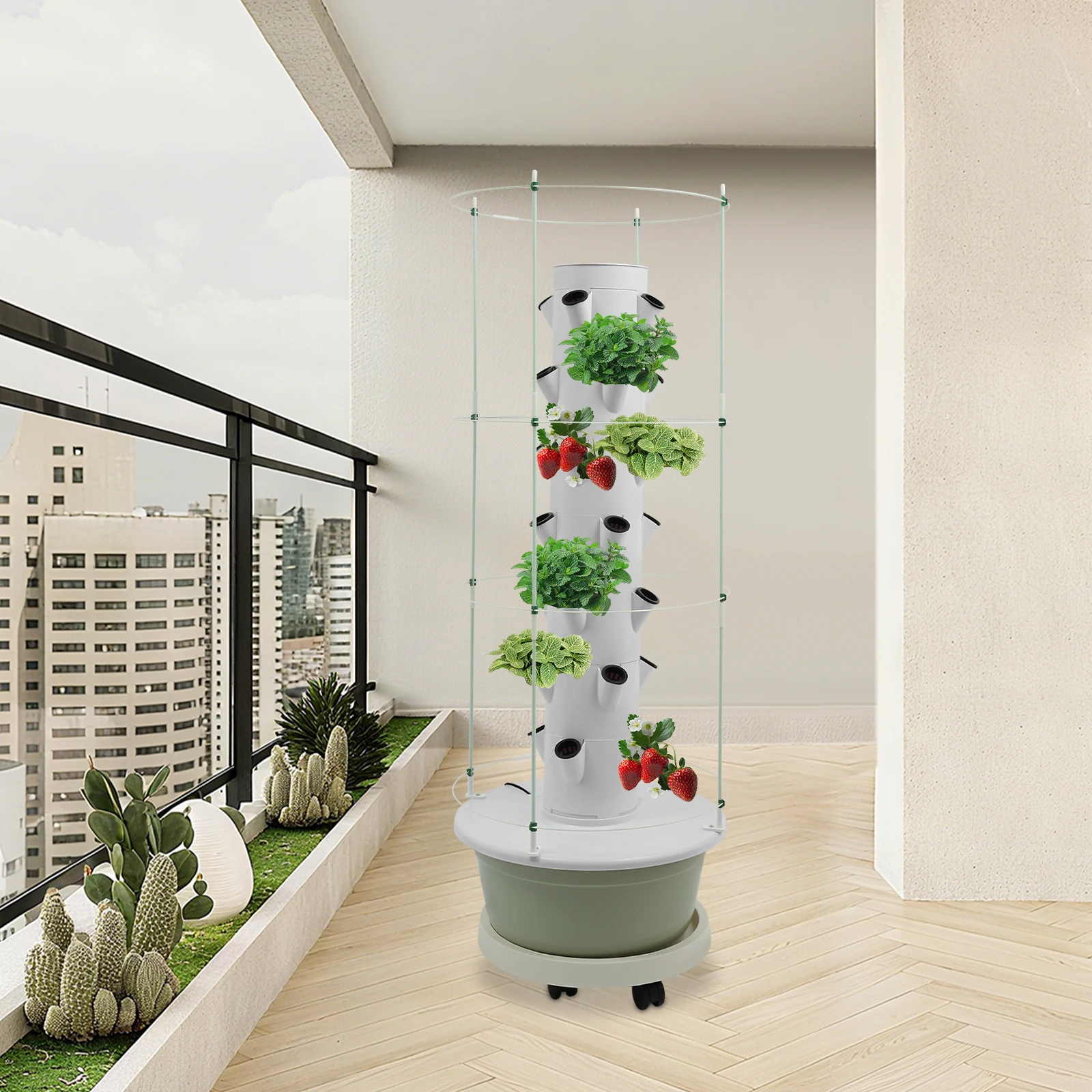 28 نبات مائي برج النمو داخلي عمودي طقم حديقة مع تعريشة تسلق للشرفة المنزل عشب زراعة الخضروات #3