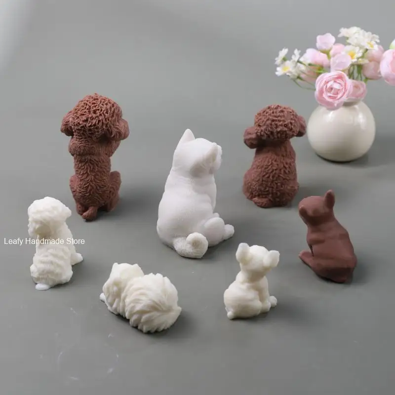 Dog Candle Silicone Mold 3D Animal Cute Puppy Statue Soy Wax Mould Dog Lover Gift Home Decor Molds