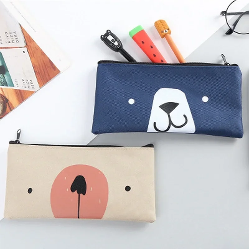 Canvas Pencil Case School Office Supplies Stationery Creative Cartoon Pen Bags Desktop Organization Japanese Pencils Pouch