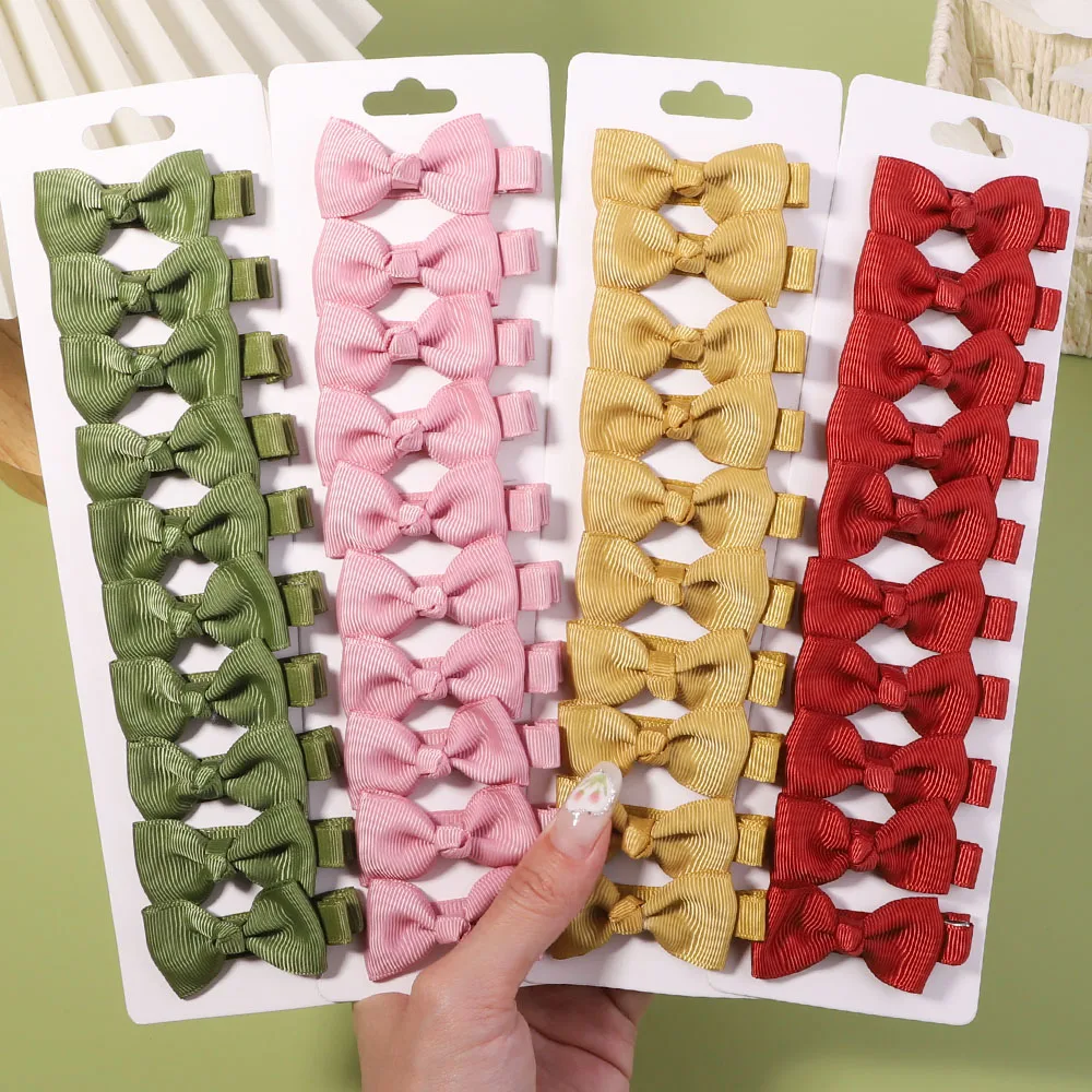 

10Pcs/Set 2'' Solid Color Bowknot Hair Clips For Cute Girls Ribbon Handmade Bows Hairpin Barrette Headwear Kids Hair Accessories