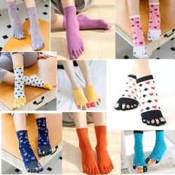 Women's Breathable Cotton Five-Finger Socks 5 Toe Kawaii Cute CasualSock Five Finger Cotton Socks for Women