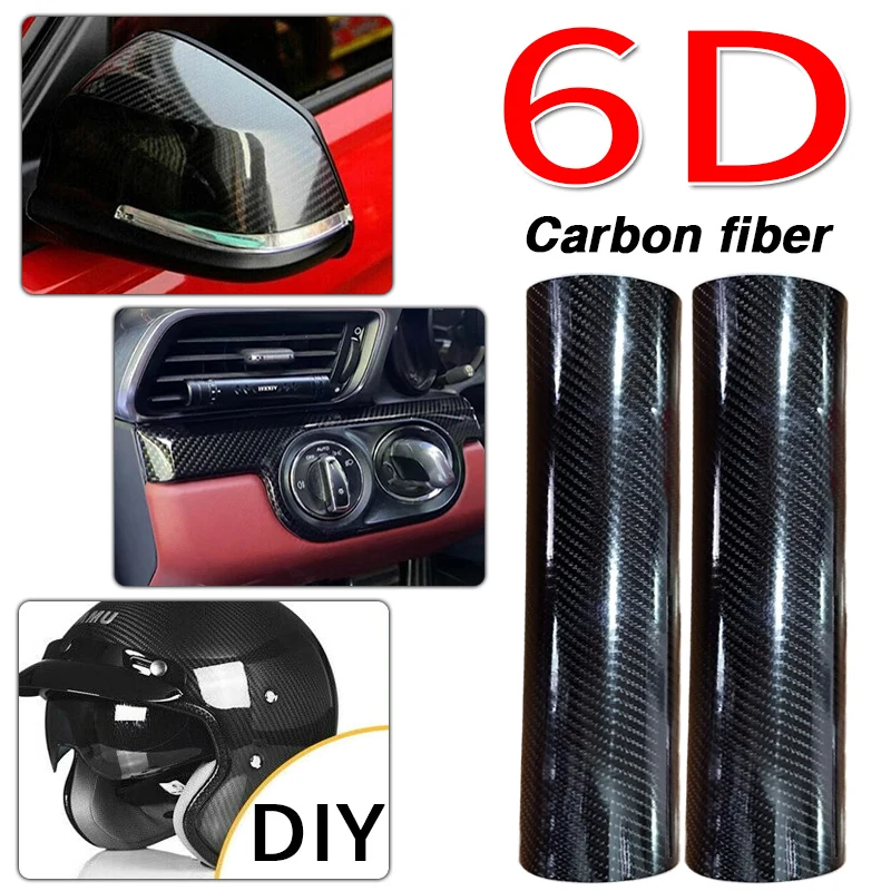 6D Black Carbon Fiber Vinyl Foil Film Ultra Gloss Waterproof Decoration Film Auto Wrap Sticker for Laptop Phone Case Motorcycle