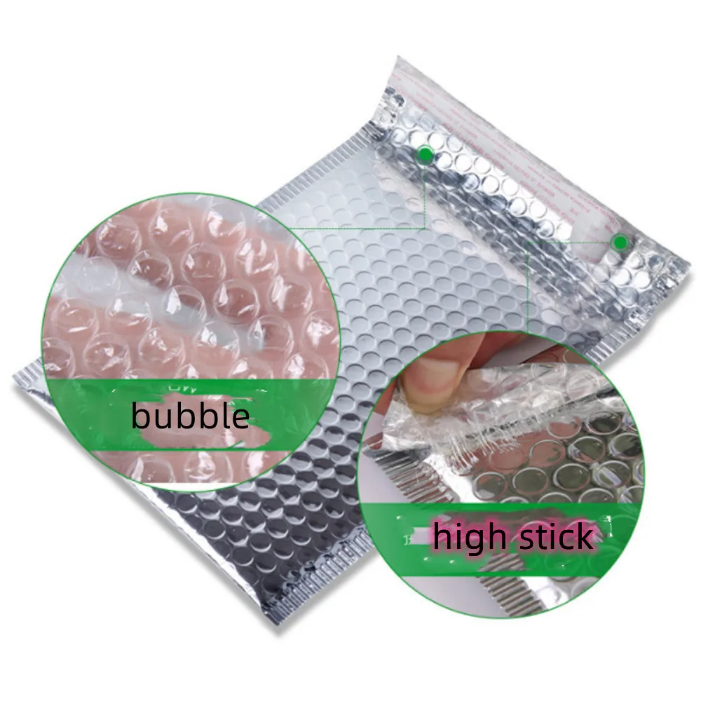 25pcs/bag Bubble Mailers Self-Sealing Shipping Bags for Packaging Small Business 18x23cm Wholesale Laser Thick Envelope Silver