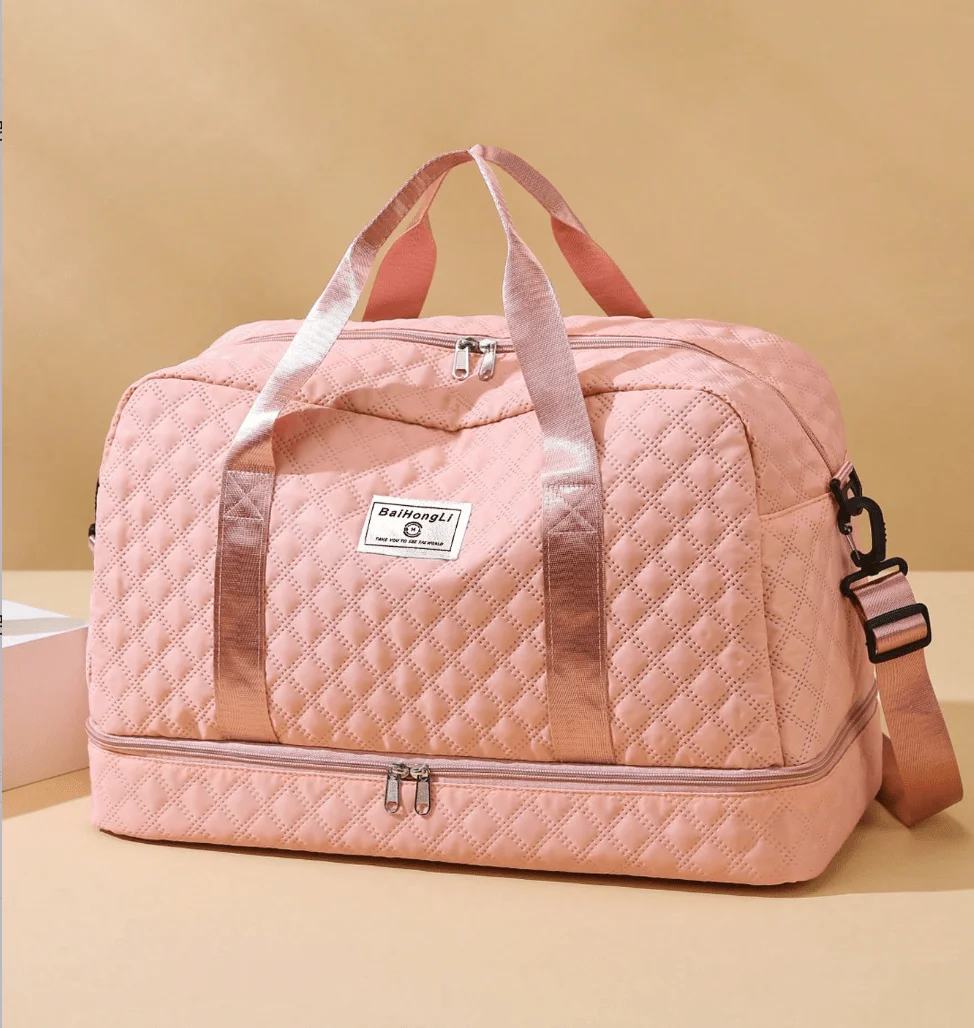 Unisex Solid Travel Tote Bag with Separate Shoe Compartment, Lightweight Gym Carry On Duffle, Can Slide Over Suitcase Handle, Multi-use Overnight Bag, Great for Hospital, College, Weekend Trips, Travel Essentials, Nice Holiday Birthday Gift for Women,