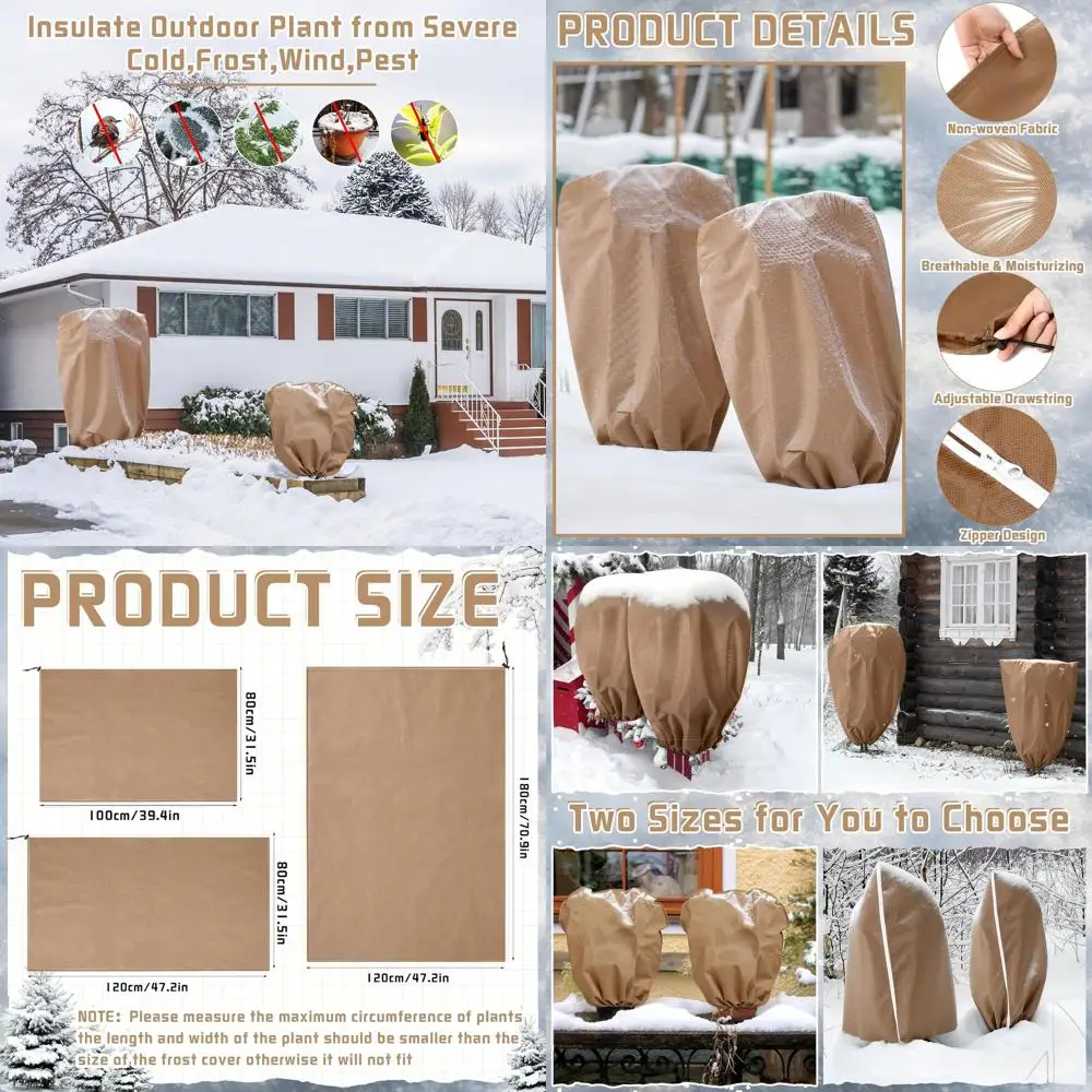 

Reusable 6-Piece Plant Cover Set with Zipper for Winter Protection Against Frost, Cold, and Wind