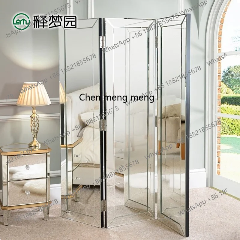 

Fashion creative mirror screen foyer bedroom entryway partition mirror partition wall European glass furniture