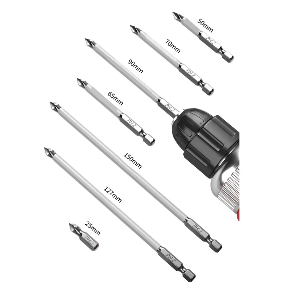 1pc 25-150mm Electric Screwdriver Magnetic Non-Slip Batch Head PH2 Cross Screwdriver 1/4 Inch Hex Shank Bits