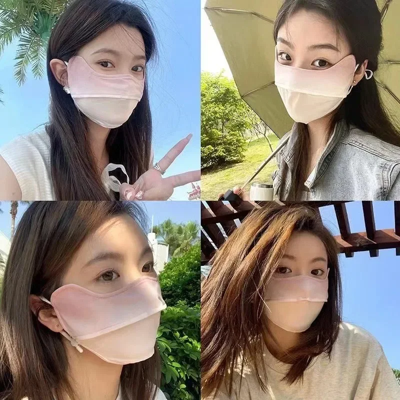 النساء الرجال الحرير الجليد واقية من الشمس قناع الصيف الأشعة فوق البنفسجية حماية الدراجات غطاء تنفس الوجه اللون واقية التدرج قناع الجري K9N0 #6