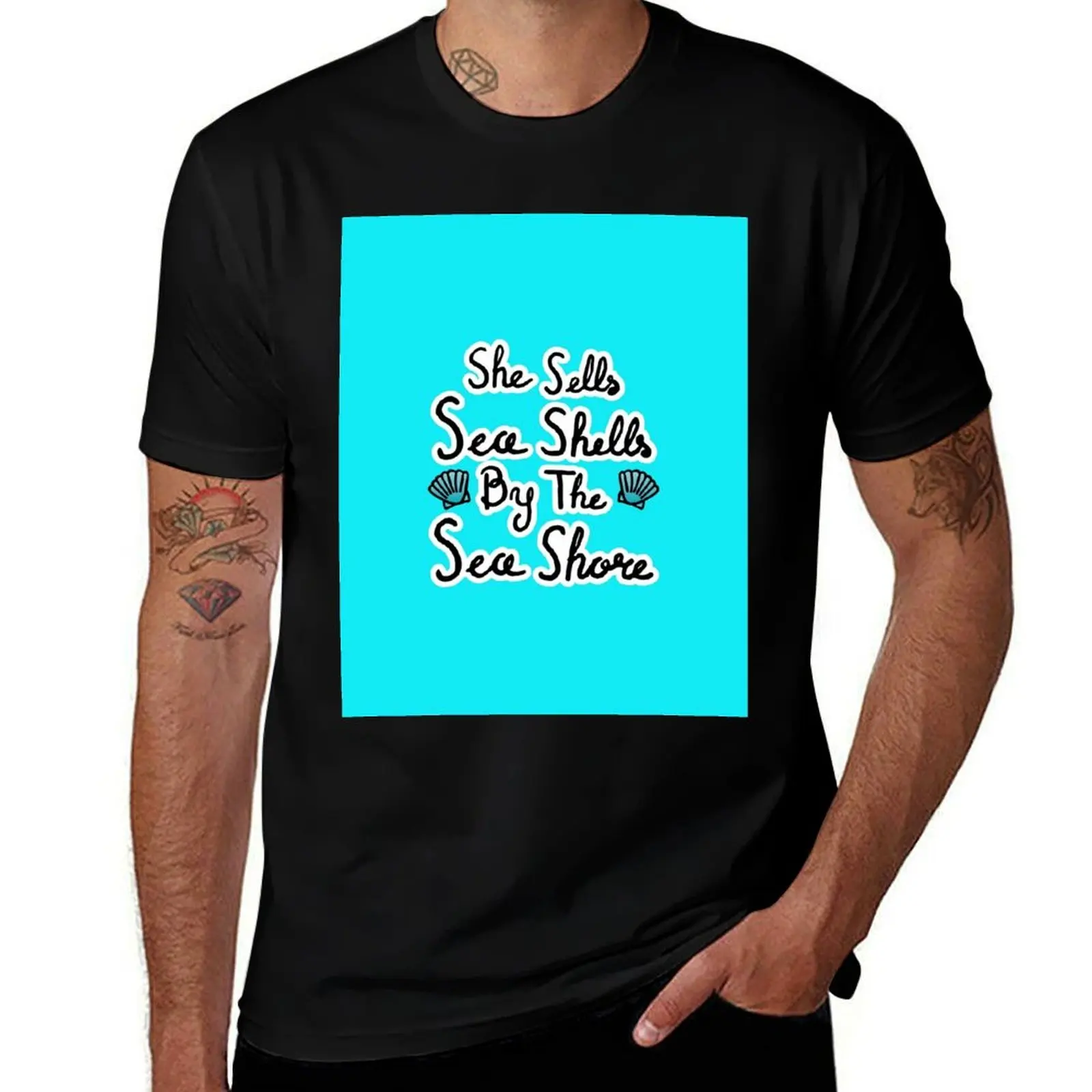 

t shirt man graphic men t Shells She Sea T-Shirt t man shirt Shells 100% cotton shirt summer