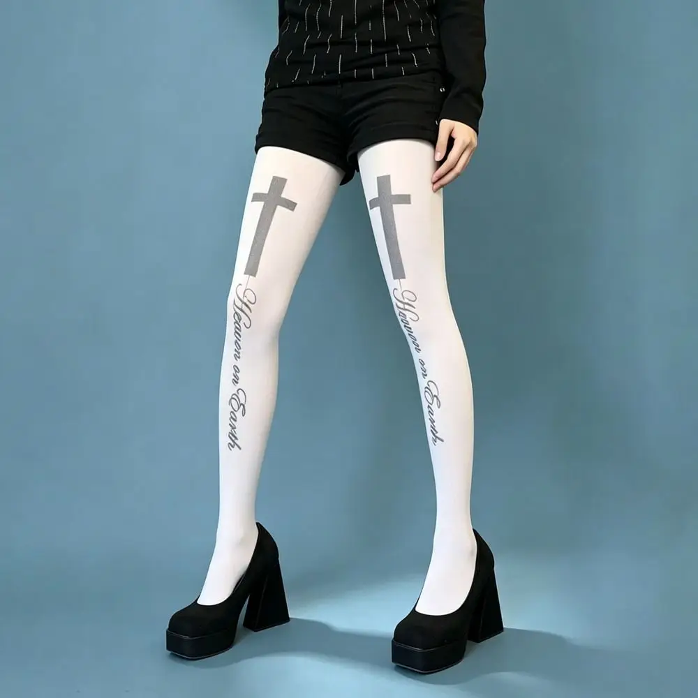 Y2K Velvet Pantyhose Plus size Medium Thickness Women Printed Tights Regular Crotch All Seasons Footed Tights Party Outfit
