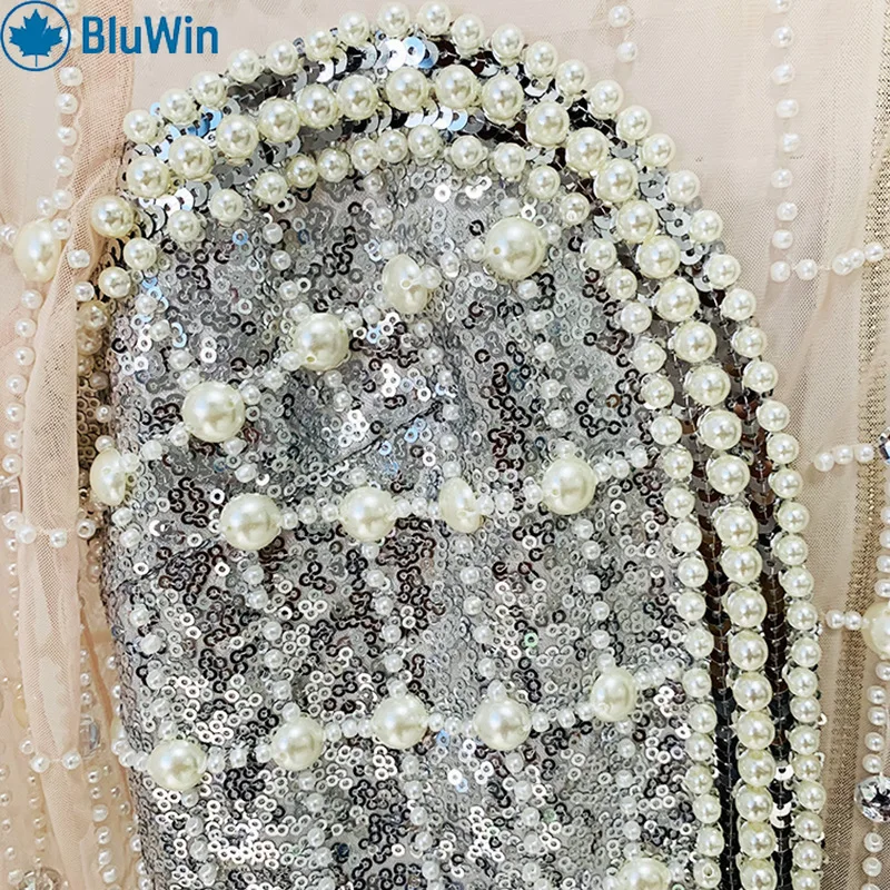 فستان BluWin الجديد المطرز بالترتر الشبكي للنساء بأكمام طويلة وقصة ضيقة وأنيقة للسهرات