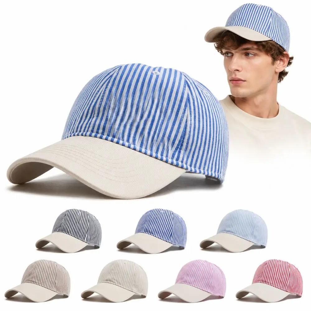 Versatile Soft Top Striped Design Baseball Cap Sun Protection Breathable Sun Hat Versatile Lightweight Casual Hat For Women Men
